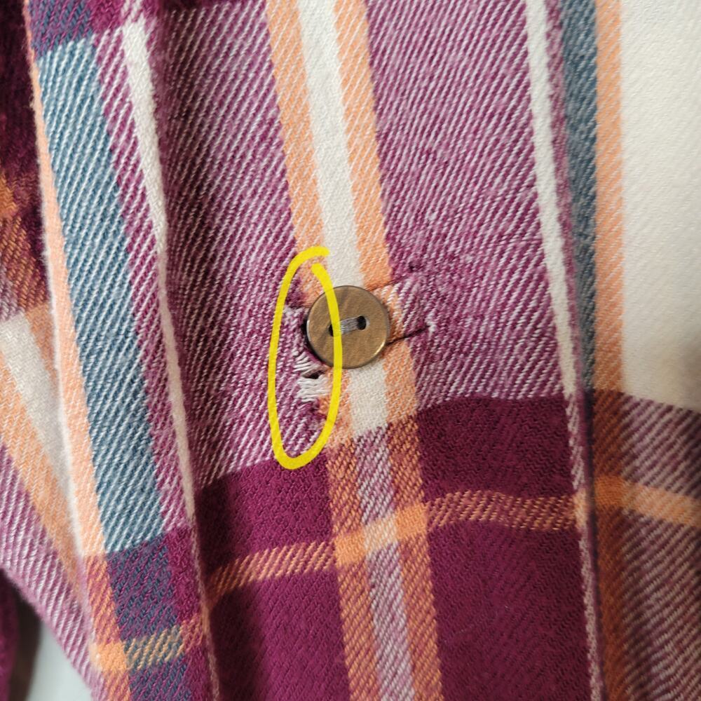 Jane and Delancey Shirt Women's Size 2X Maroon White Plaid Popover Roll Tab l/s - Picture 7 of 12
